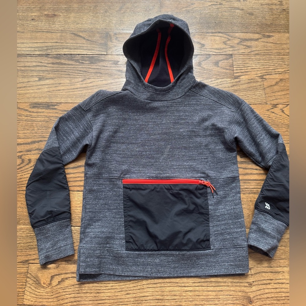 Boys All in Motion Hoodie Size M (8) | Gray Performance Pullover w/ Zip Pocket